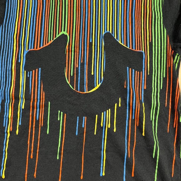 True Religion Kids Shirt Size Medium Short Sleeve T Shirt (10-12) Black Big Logo - Picture 4 of 8